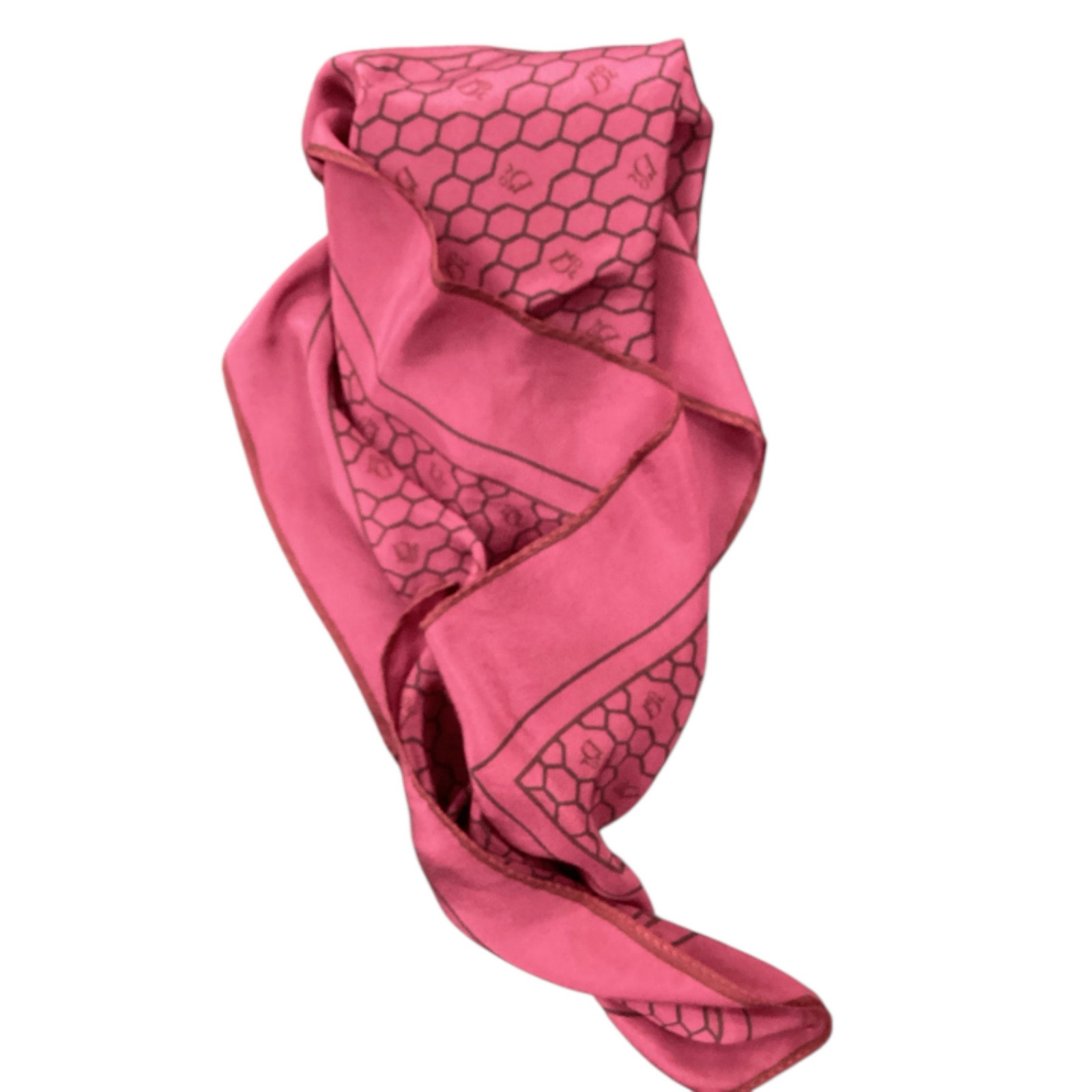 Christian Dior Scarf Women’s 1size Square Silk Logo Honeycomb Pattern Wine Color
